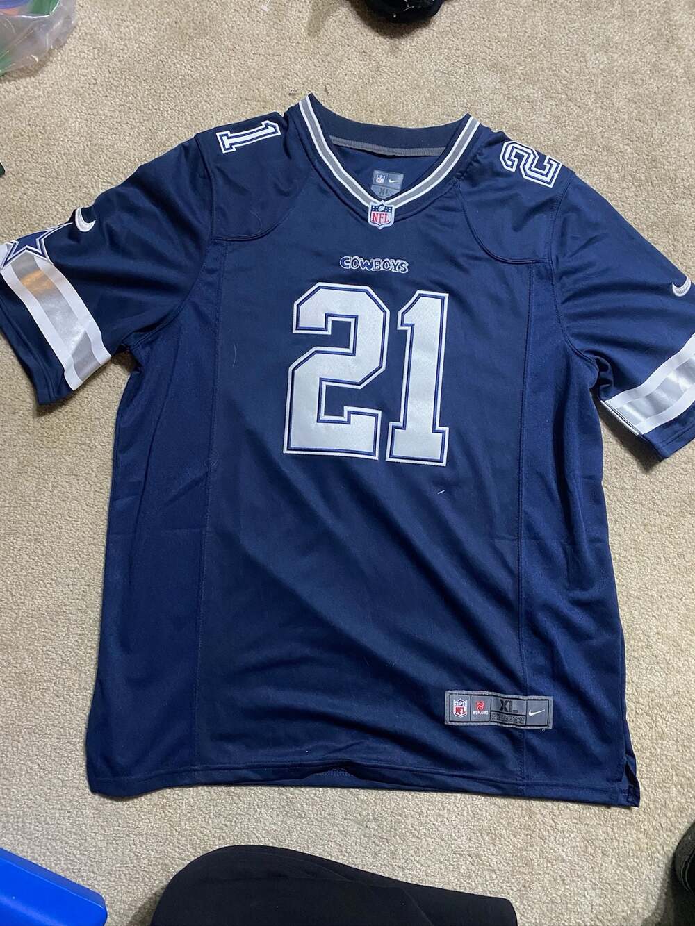 Nike Dallas Cowboys Ezekiel Elliott #21 Navy Blue Game Jersey Size XL